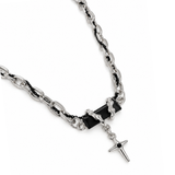 Gothic Black Cross Silver Chain for Men