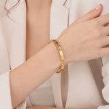 Salve Stainless Steel Gold Love Band Bracelet Cuff - Salve