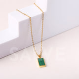 Salve Geometric Green Pendant Necklace