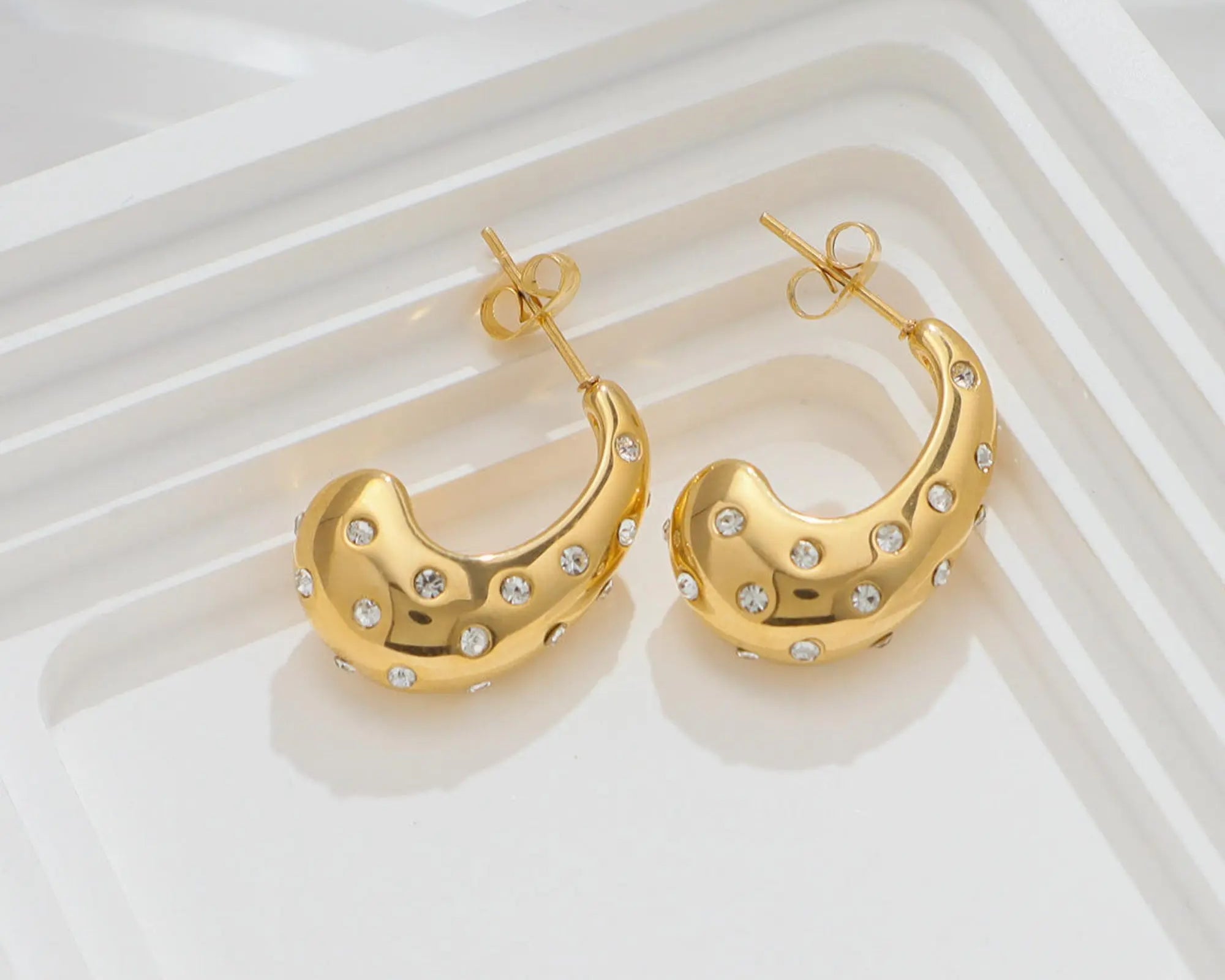 Salve Zirconia Studded Contemporary Earrings - Salve