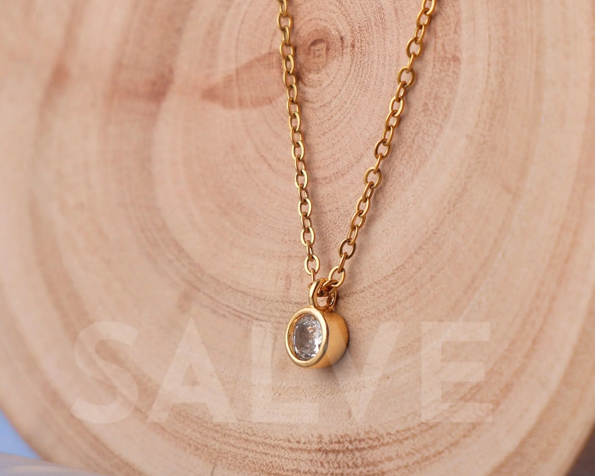 Salve Silver-Toned Round Stone Pendant Necklace - Salve