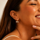 Gold Tone Bow Heart Earrings