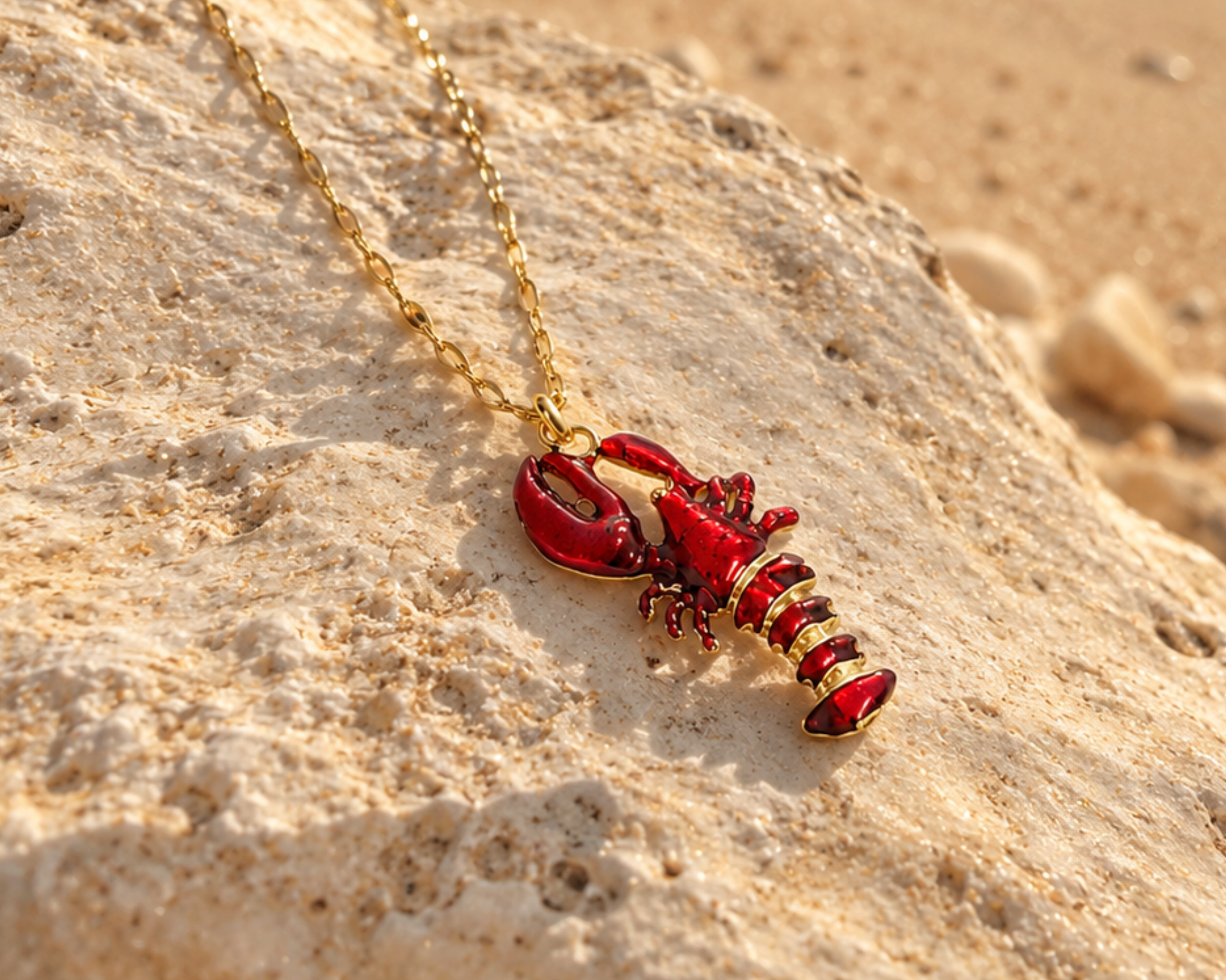 Statement Deep Red Lobster Pendant