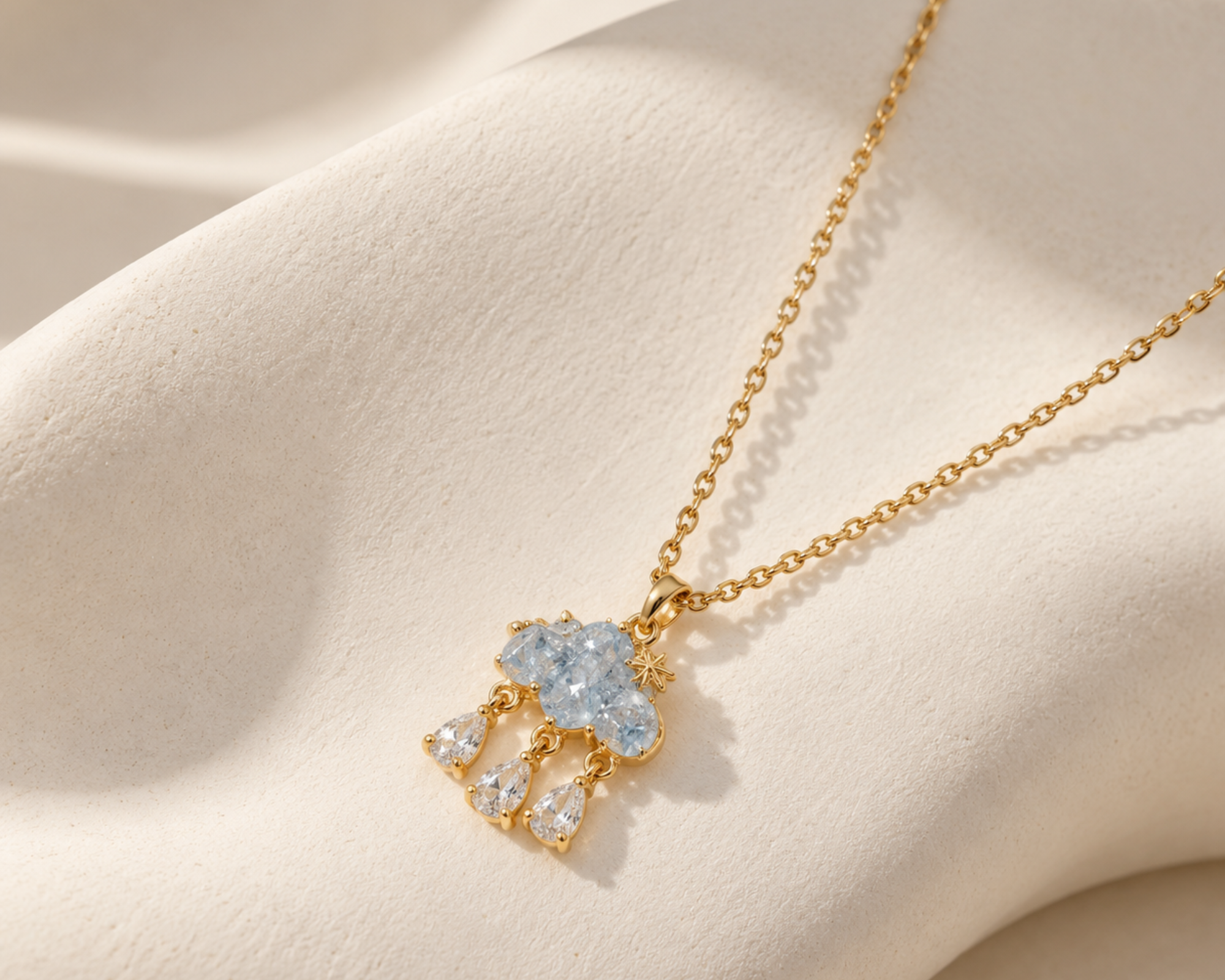 Pale Blue Raining Cloud Pendant