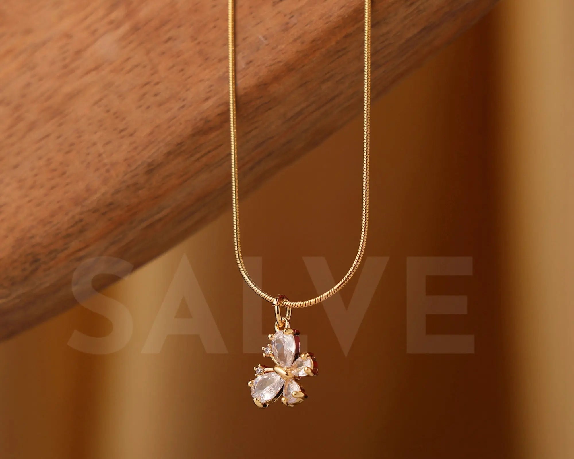 Salve Crystal Butterfly Pendant Necklace - Salve
