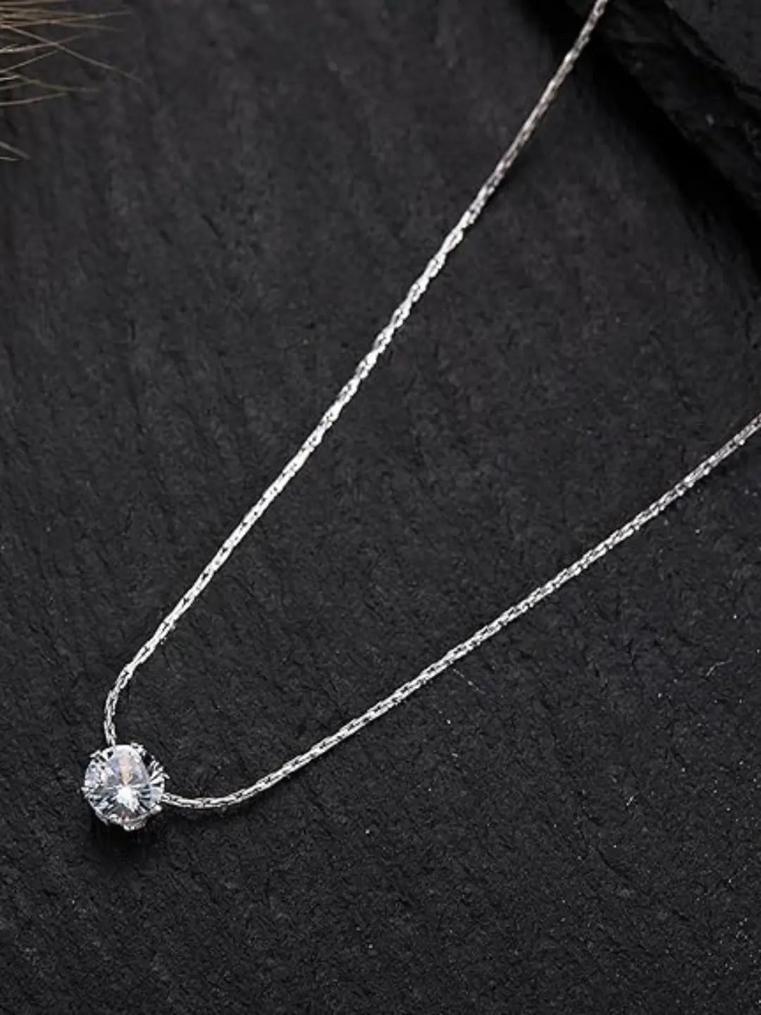 Salve Solitaire Stone Pendant Necklace for Women with a polished gemstone on a delicate chain, elegant jewelry accessory.