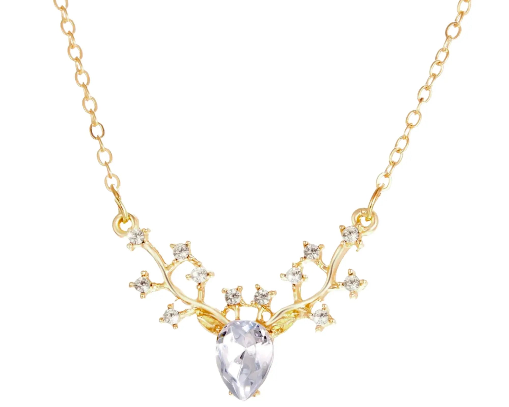 Salve Deer Reindeer Antler Pendant Necklace - Salve