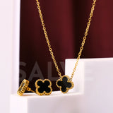 Salve VC Black Clover Pendant Earrings Ring Set