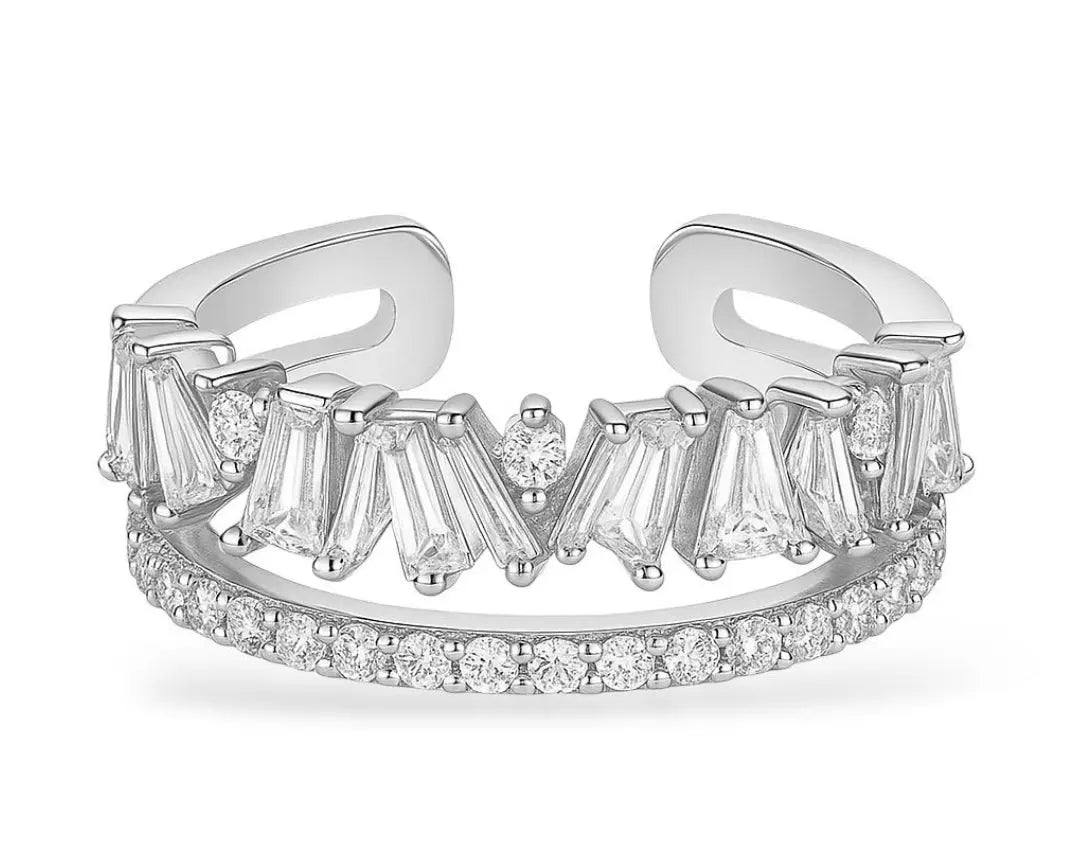 Salve ‘Delicate’ Stainless Steel Silver Baguette Ring - Salve