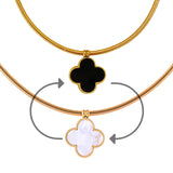 Salve 2 in 1 Reversible Black & White Clover Choker Necklace