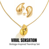 Salve ‘Sleek’ Bottega-Inspired Anti-Tarnish Teardrop Earrings Pendant Set