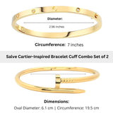 Salve Cartier-Inspired Love Band Nail Bracelet Combo Set