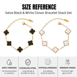 Salve Black & White Clover Bracelet Set