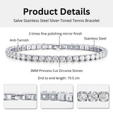 Salve Stainless Steel Silver Zirconia Tennis Bracelet