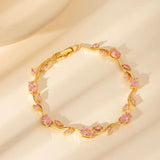 Salve Baby Pink Tulip Bracelet for Women featuring delicate pink tulip charms on a silver bracelet.