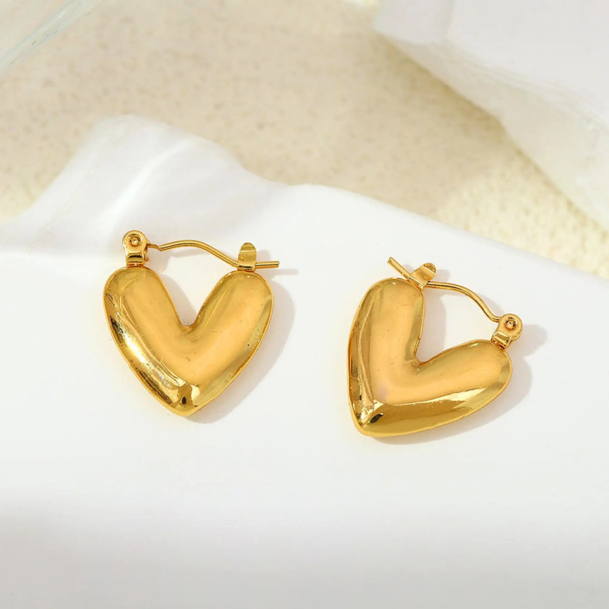 SALVE hinged hoop heart earrings featuring a delicate hoop design with a heart-shaped charm, perfect for stylish accessories.