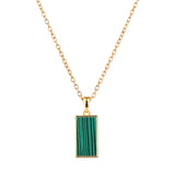 Salve Geometric Green Pendant Necklace