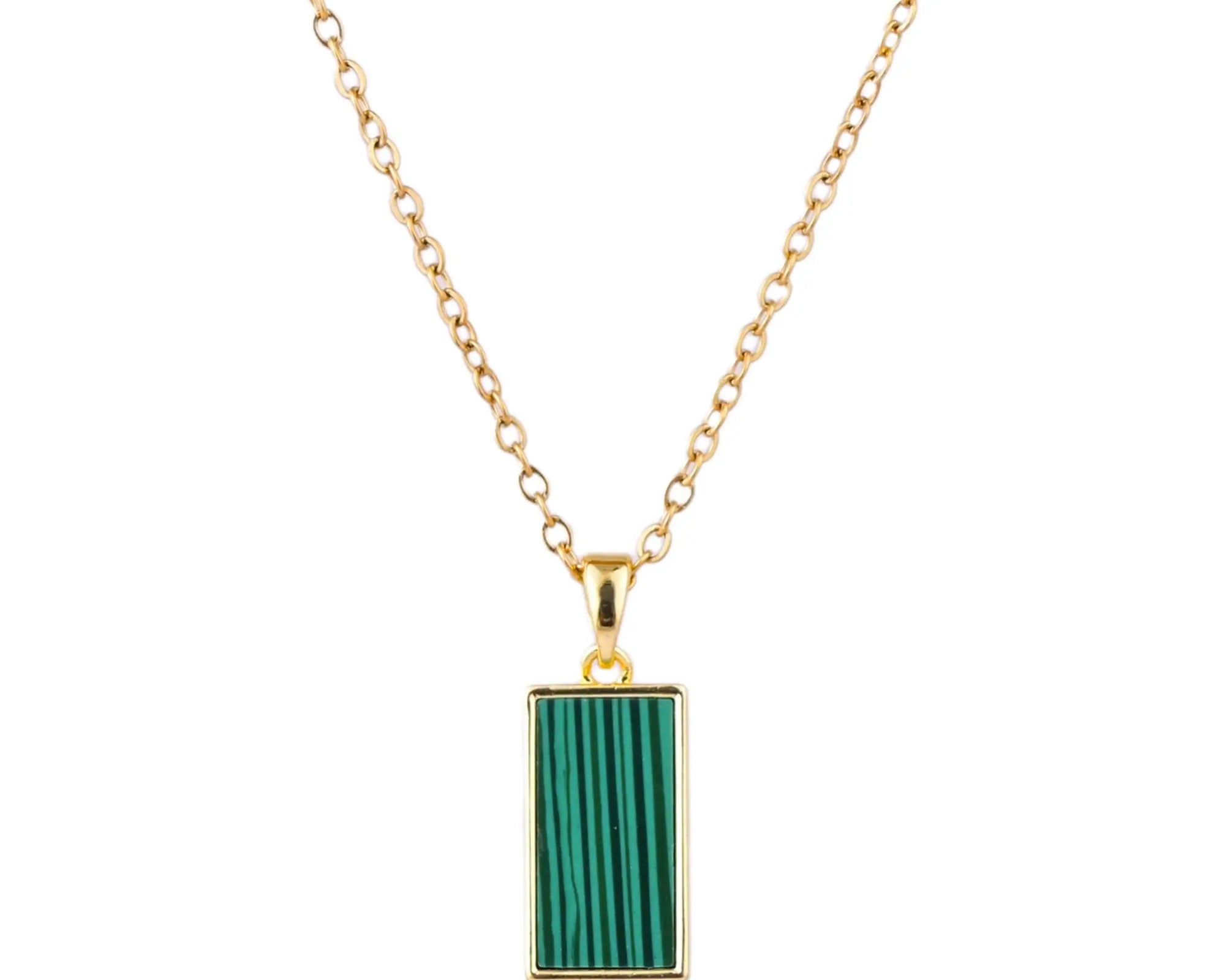 Salve Geometric Green Pendant Necklace - Salve
