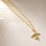 CZ-Studded Airplane Pendant