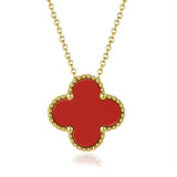 Salve Red Clover Dainty Pendant Necklace with Chain