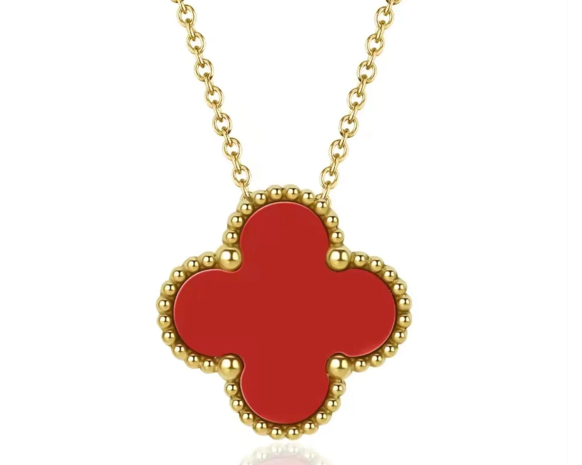 Salve Red Clover Dainty Pendant Necklace - Salve