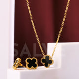 Salve VC Black Clover Pendant Earrings Ring Set