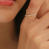 Salve Studded Cross Adjustable Ring for Women