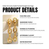 Salve Zirconia Contemporary Gold-Toned Dangle Earrings