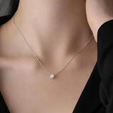 Salve Solitaire stone pendant necklace for women featuring a sleek, elegant design with a central gemstone and silver chain.