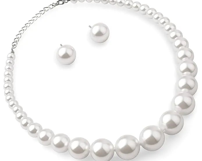 Salve Faux Pearl Studs & Necklace Set - Salve