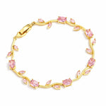 Salve Baby Pink Tulip bracelet for women featuring delicate pink tulip charm on a silver-tone chain.