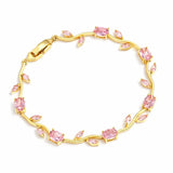 Salve Baby Pink Tulip bracelet for women featuring delicate pink tulip charm on a silver-tone chain.