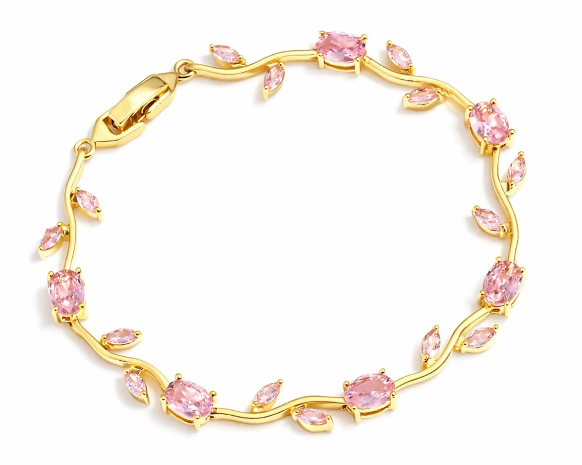 Salve Baby Pink Tulip bracelet for women featuring delicate pink tulip charm on a silver-tone chain.