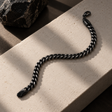 Wheat Chain Black & Silver Bracelet for Men