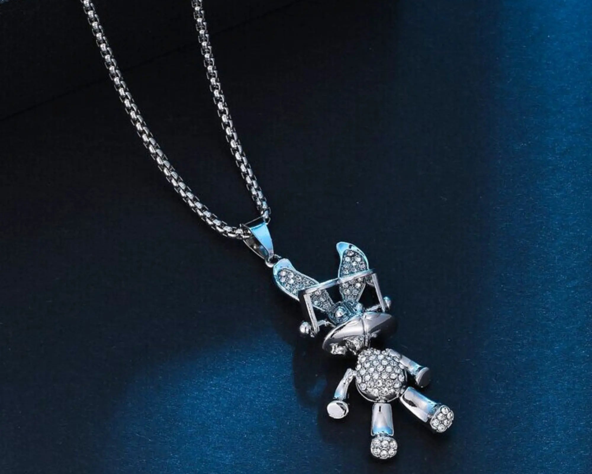 Salve Men Iced Out Blings Bunny Pendant Chain - Salve