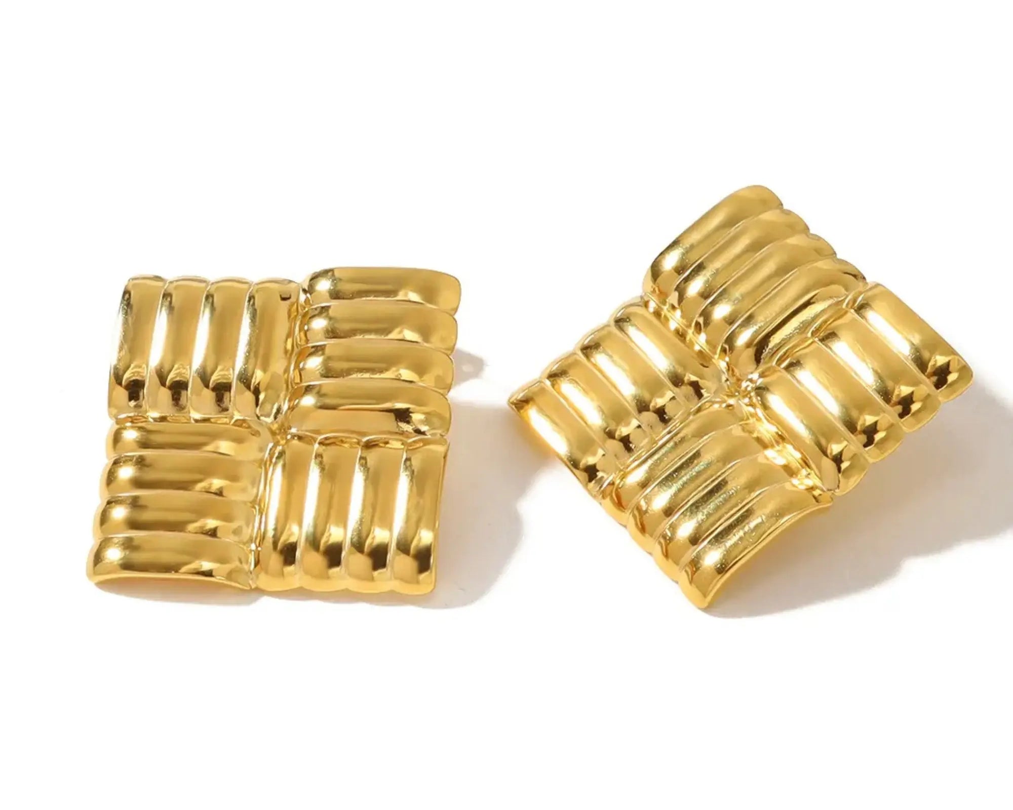 Salve Geometric Square Gold Earrings - Salve