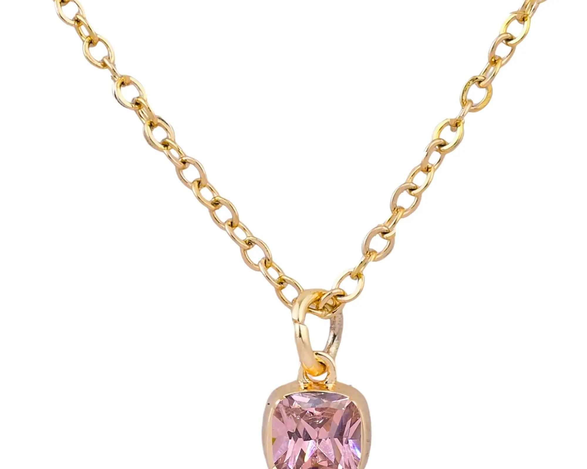 Salve Pink Stone Gold-Toned Pendant Necklace - Salve