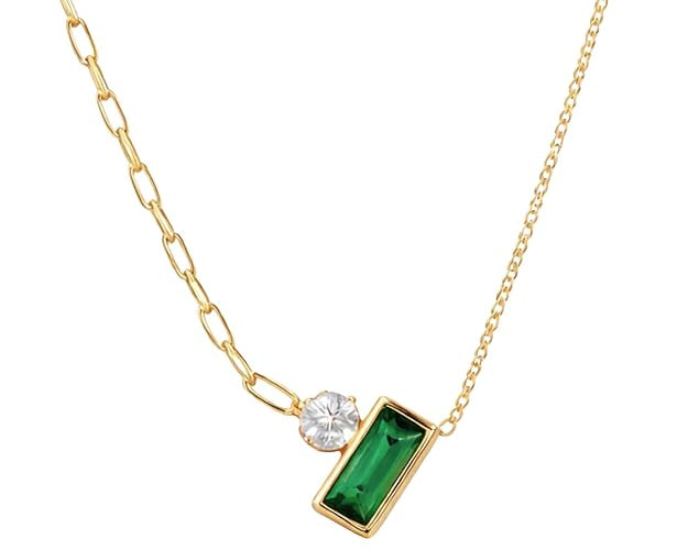 Emerald Green Rectangular Stone Pendant SALVE