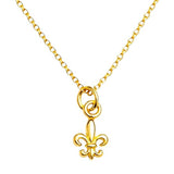 Salve Fleur de Lis pendant necklace featuring a detailed gold-tone charm on a delicate chain.
