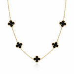 Salve Black Clover gold chain necklace featuring a sleek, polished design with a secure clasp on a plain background.