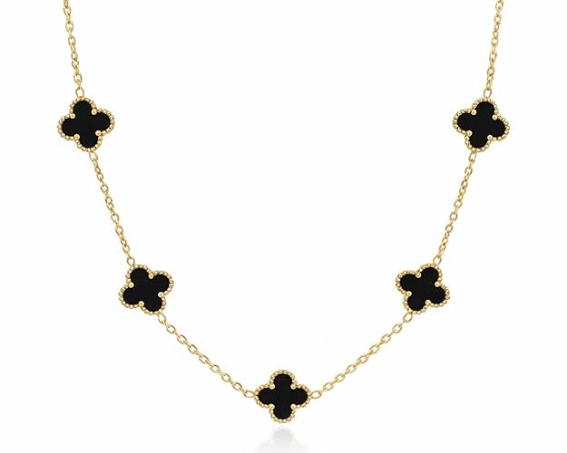 Salve Black Clover gold chain necklace featuring a sleek, polished design with a secure clasp on a plain background.