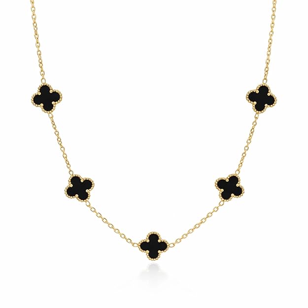 Salve Black Clover gold chain necklace featuring a sleek, polished design with a secure clasp on a plain background.