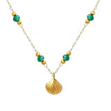 Salve Beachy Green Beads Shell Pendant for Women