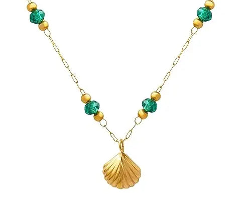 Salve Green Beads Shell Pendant for Women - Salve