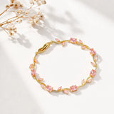 Salve Pink Tulip Bracelet for Women featuring a delicate pink tulip charm on a silver chain.