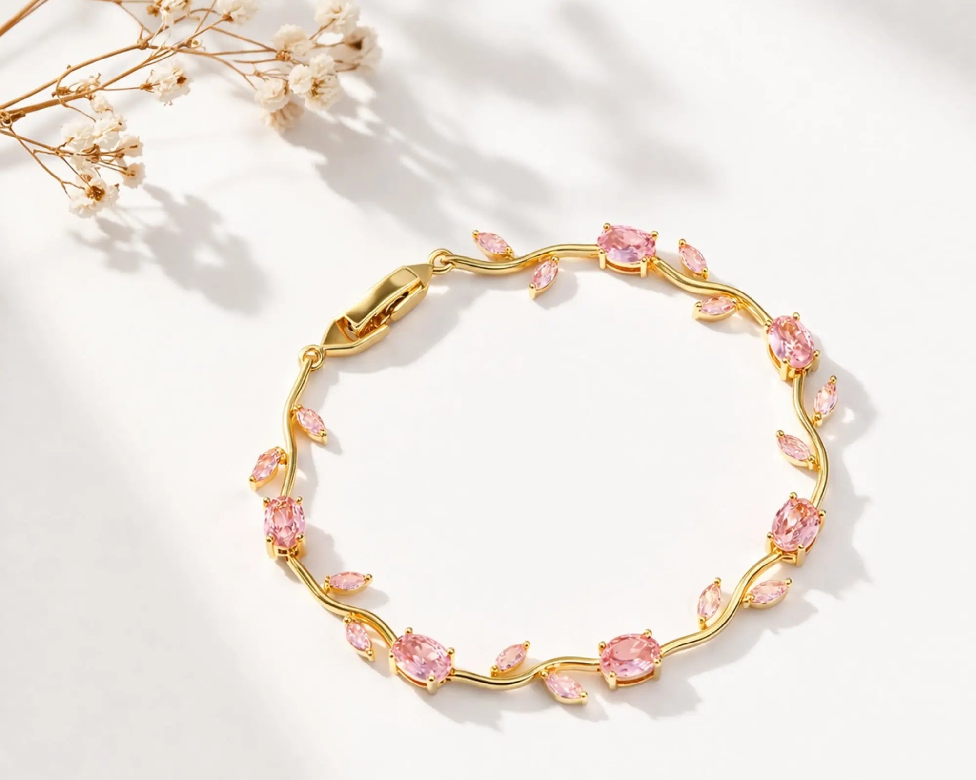 Salve Pink Tulip Bracelet for Women featuring a delicate pink tulip charm on a silver chain.