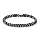 Wheat Chain Black & Silver Bracelet for Men