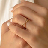 Salve Studded Cross Adjustable Ring for Women