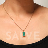 Salve Geometric Green Pendant Necklace