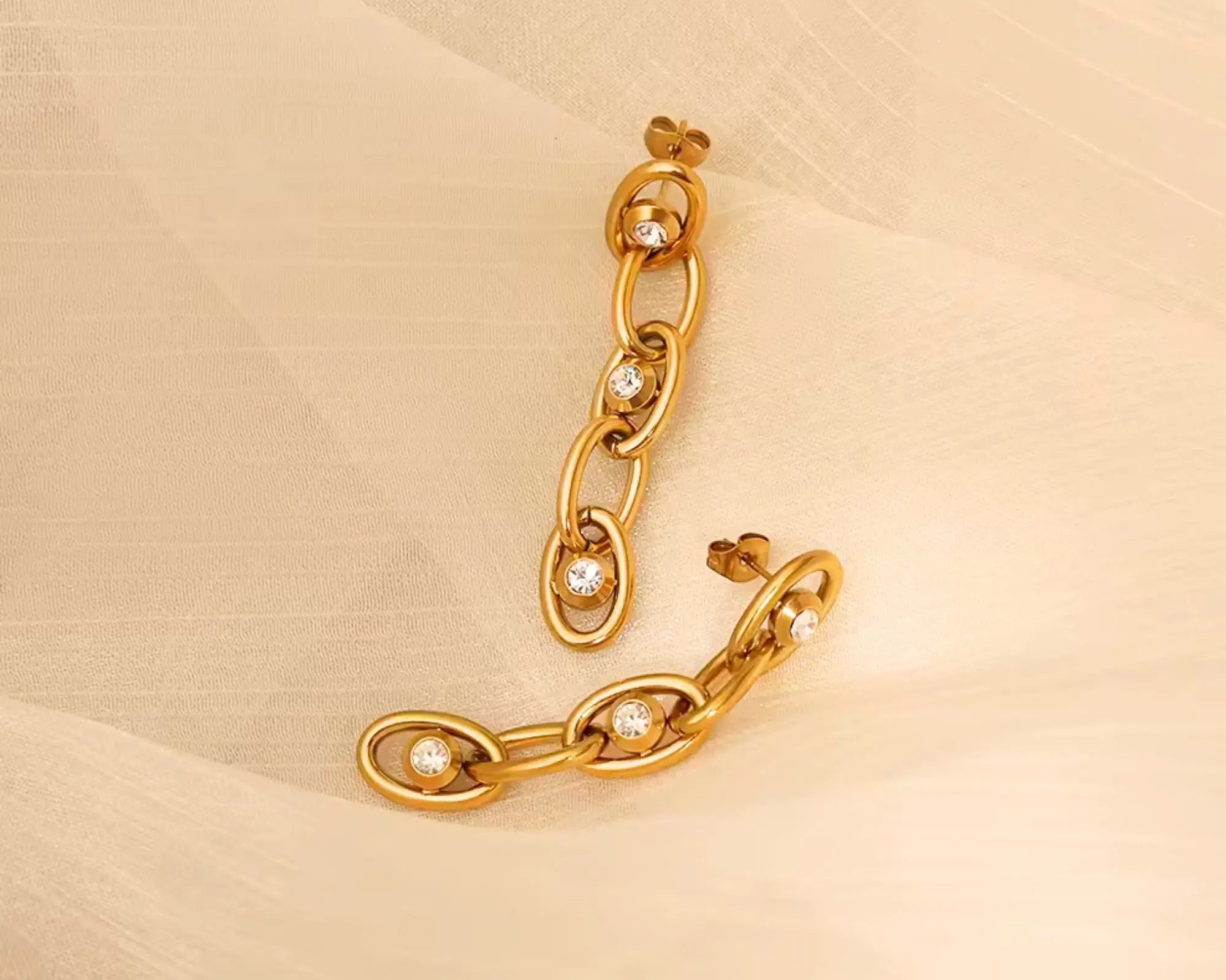 Salve Zirconia Contemporary Gold-Toned Dangle Earrings - Salve